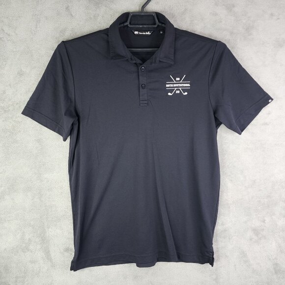 Mens Travis Mathew Black Polo Shirt Golf Short Sleeve Size L - Picture 7 of 11